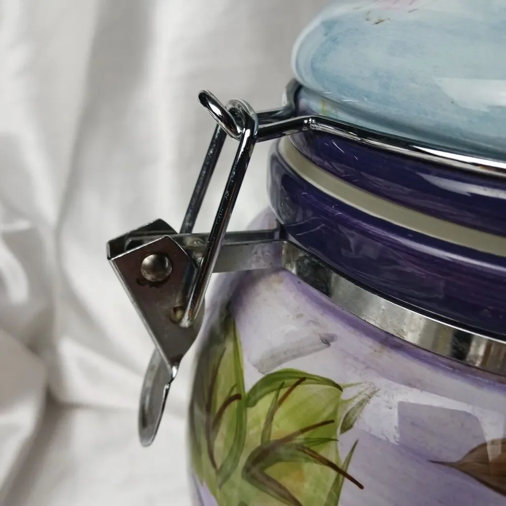 GIBSON ELITE TUSCANY FRUIT THEME CANISTER JAR LATCHING TOP W/SEAL Lot of 2